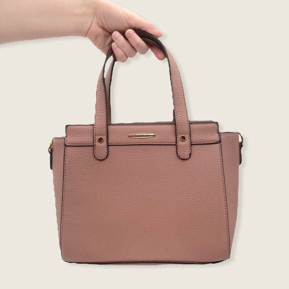 Mauve Purple Pink Vegan Goldtone Hardware Medium Zip Crossbody Bag NWOT - Picture 7 of 10